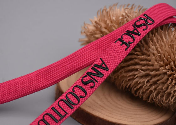 Özel 11mm Giysiler Polyester Örgülü Halat Baskılı Dairesel Parlak Silikon Logo