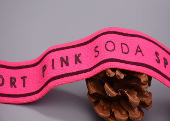 Yıkanabilir Giysi Etiketi Polyester Elastik Bant, Özel Silikon Logo Baskılı